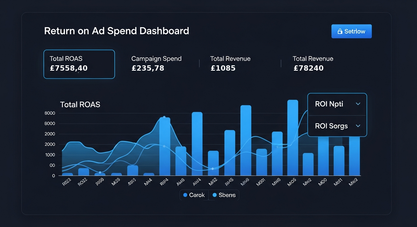 ROAS Dashboard showing £ currency